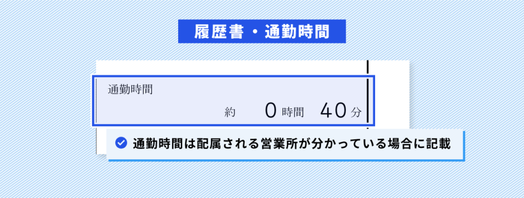 バス運転手の履歴書：通勤時間欄